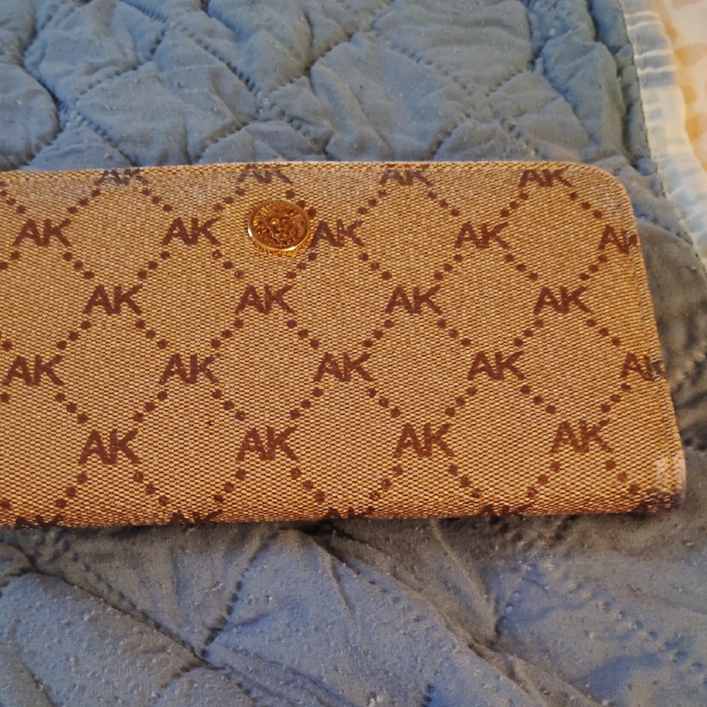 Anne Klein Tan and Brown Monogram Wallet